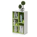 Furinno LUDER Book Shelf, 5-Cube Bookshelf, Reversible Bookcase, 9.4 x 19.5 x 31.5, Easy Assembly, for Living Room, Bedroom, Home Office, White/Green