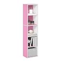 Furinno PASIR Book Shelf, 5-Tier Modern Bookshelf, Open Shelves Bookcase 9 x 12 x 52, Easy Assembly, for Living Room, Bedroom, Home Office, Pink/White
