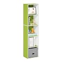 Furinno PASIR Book Shelf, 5-Tier Modern Bookshelf, Open Shelves Bookcase 9 x 12 x 52, Easy Assembly, for Living Room, Bedroom, Home Office, Green/White