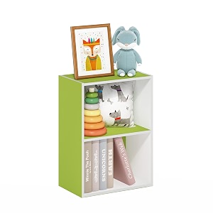 furinno luder bookcase  book  storage greenwhite 2-tier