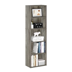 furinno luder book shelf 5-tier bookshelf bookcase with open shelves 94 x 158 x 52 easy assembly for living room bedroom home office french oak