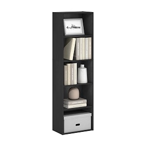 furinno luder book shelf 5-tier bookshelf bookcase with open shelves 94 x 158 x 52 easy assembly for living room bedroom home office blackwood
