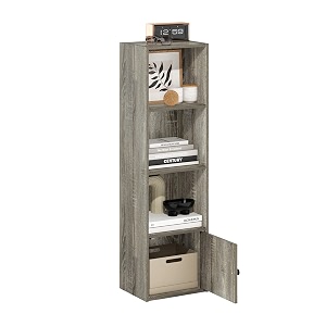 furinno luder shelf bookcase with 1 door storage cabinet french oak