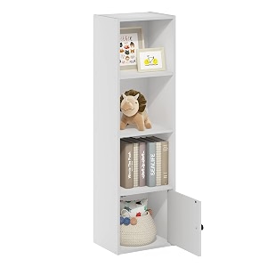 furinno luder shelf bookcase with 1 door storage cabinet white