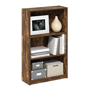 furinno jaya book shelf 3-tier bookshelf bookcase with adjustable shelves 95 x 245 x 403 for organization and storage for living room bedroom home office amber pine