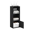 Furinno LUDER Book Shelf, 3-Tier Modern Bookshelf, Bookcase with 1 Door Storage Cabinet, 9.3 x 12 x 31.5, for Organization and Storage, for Living Room, Bedroom, Home Office, Blackwood