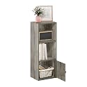 Furinno LUDER Book Shelf, 3-Tier Modern Bookshelf, Bookcase with 1 Door Storage Cabinet, 9.3 x 12 x 31.5, for Organization and Storage, for Living Room, Bedroom, Home Office, French Oak