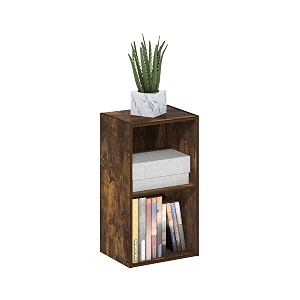 furinno pasir 2-tier open shelf bookcase amber pine