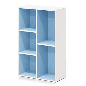 furinno reversible color open shelf bookcase bookshelf storage shelves whitelight blue 5-cube
