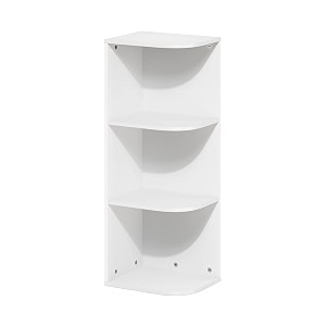 furinno pasir 3-tier corner open shelf bookcase white