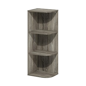 furinno pasir 3-tier corner open shelf bookcase french oak