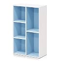 Furinno Reversible Color Open Shelf Bookcase Bookshelf Storage Shelves, (White/Light Blue, 5-Cube)
