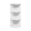 Furinno Pasir 3-Tier Corner Open Shelf Bookcase, White