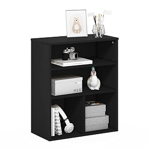 furinno pasir book shelf 3-tier display bookshelf with adjustable shelf bookcase 118 x 236 x 282 for living room bedroom home office black oak