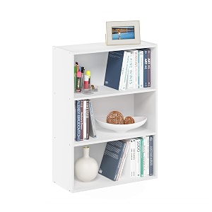 furinno pasir 3-tier open shelf bookcase plain white