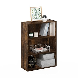 furinno pasir book shelf 3-tier bookshelf storage shelves bookcase 97 x 237 x 315 for living room bedroom home office amber pine