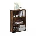 Furinno PASIR Book Shelf, 3-Tier Bookshelf, Storage Shelves Bookcase, 9.7 x 23.7 x 31.5, for Living Room, Bedroom, Home Office, Amber Pine