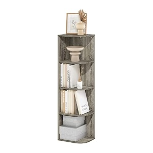 furinno pasir 4-tier corner open shelf bookcase french oak