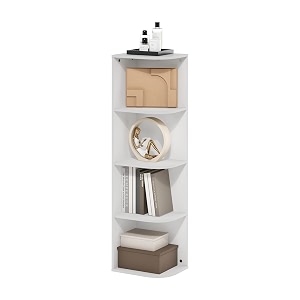 furinno pasir 4-tier corner open shelf bookcase white