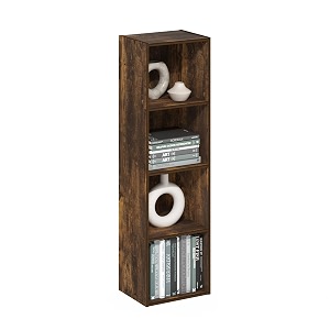 furinno pasir 4-tier open shelf bookcase amber pine