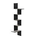 Furinno Rossi 5-Tier Corner Floating Shelves for Wall, French Oak
