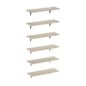 Furinno Rossi Set of 6 Floating Shelves for Wall, Metropolitan Pine