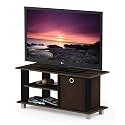 Furinno SIMPLISTIC TV Stand, 3-Tier Entertainment Center, Open Shelf TV Console for TV up to 33 Inch with Bin Drawers, for Living Room, Bedroom, Columbia Walnut