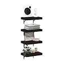 Furinno Tanna Floating Shelves for Wall Set of 4, 15-Inch Wall Shelf, Triple Thick Floating Mounted Shelf, for Bathroom, Home Office, Living Room, Tobacco Oak