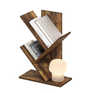 furinno tree bookshelf 3-tier floor standing tree bookcase amber pine