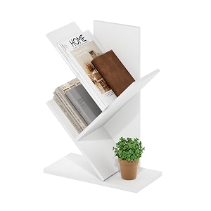 furinno tree bookshelf 3-tier floor standing tree bookcase white