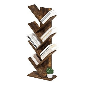 furinno tree bookshelf 7-tier floor standing tree bookcase amber pine