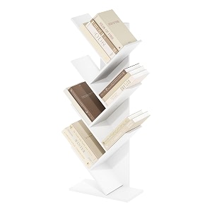 furinno tree bookshelf 7-tier floor standing tree bookcase white