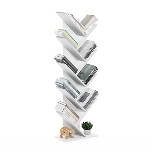 furinno tree bookshelf 9-tier floor standing tree bookcase white
