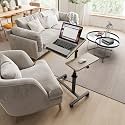Furist Adjustable Bedside Laptop Desk with Mouse Pad on Wheels, Adjustable Overbed Table,Rolling Computer Stand,Hospital and Home Use