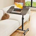 Furist Adjustable Overbed Bedside Table with Wheels Hospital Bed Table Portable Computer Stands Movable Desk Computer Table for Bed Laptop Stand for Couch