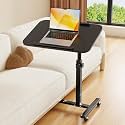 Furist Bed Desk Adjustable Overbed Bedside Table Rolling Laptop Tray Desk Cart Height Portable Mobile Sit Stand Table Tilting Hospital Bed with Wheels