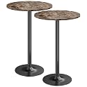 Furmax Bistro Pub Table Round Bar Height Cocktail Table for Home Bar, Round Bar Tables for Party, Dining Room, Living Room and Wedding, Metal Base MDF Top, 40.6 Inch Height (2, Faux Marble)