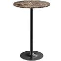 Furmax Bistro Pub Table Round Bar Height Cocktail Table for Home Bar, Round Bar Tables for Party, Dining Room, Living Room and Wedding, Metal Base MDF Top, 40.6 Inch Height (1, Faux Marble)