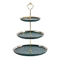 FURN ASPIRE Ceramic Three-Layer Fruit Plate, Serving Tray Dessert Tower for Wedding Birthday Summer Baby Shower Graduation Tea Party (Green 15x20x26 cm 3-Layer Plate Round)