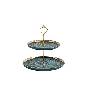 furn aspire luxurious ceramic two-layer fruit plate detachable serving tray dessert tower for wedding birthday summer baby shower graduation tea birthday party green 20x26 cm 2-layer plate round