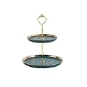 FURN ASPIRE Luxurious Ceramic Two-Layer Fruit Plate, Detachable Serving Tray Dessert Tower for Wedding Birthday Summer Baby Shower Graduation Tea Party (White 15x20 cm 2-Layer Plate) - Round