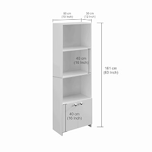 FURNEASER Regal Tall Wooden Bookshelf with 2-Door