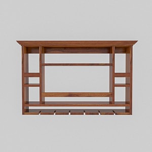 sheesham wood wall mounted chessy wine rack - 8 bottle and upside down glass storage - elegent wooden bar cabinet for home wine collection honey finish