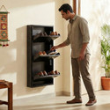 furniba Shoe Rack Brown Color Wall