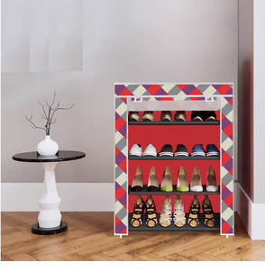 furnigully 4 shelf foldable collapsible shoerack metal shoe stand