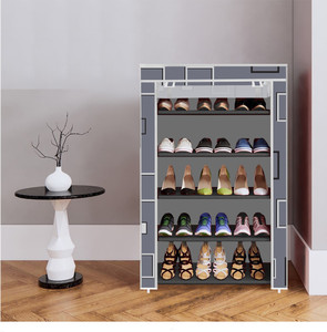 furnigully 5 shelf foldable collapsible shoerack metal shoe stand