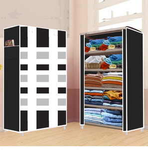 furnigully 5 shelf foldable collapsible wardrobe storage organizer almirah cloth rack pp collapsible wardrobe