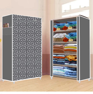 furnigully 5 shelf foldable collapsible wardrobe storage organizer almirah cloth rack pp collapsible wardrobe