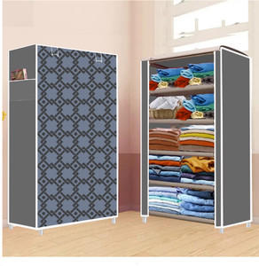 furnigully 5 shelf foldable collapsible wardrobe storage organizer almirah cloth rack pp collapsible wardrobe