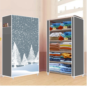 furnigully 5 shelf foldable collapsible wardrobe storage organizer almirah cloth rack pp collapsible wardrobe